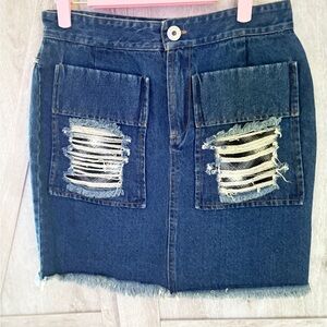 POL Denim  Distressed Mini Skirt